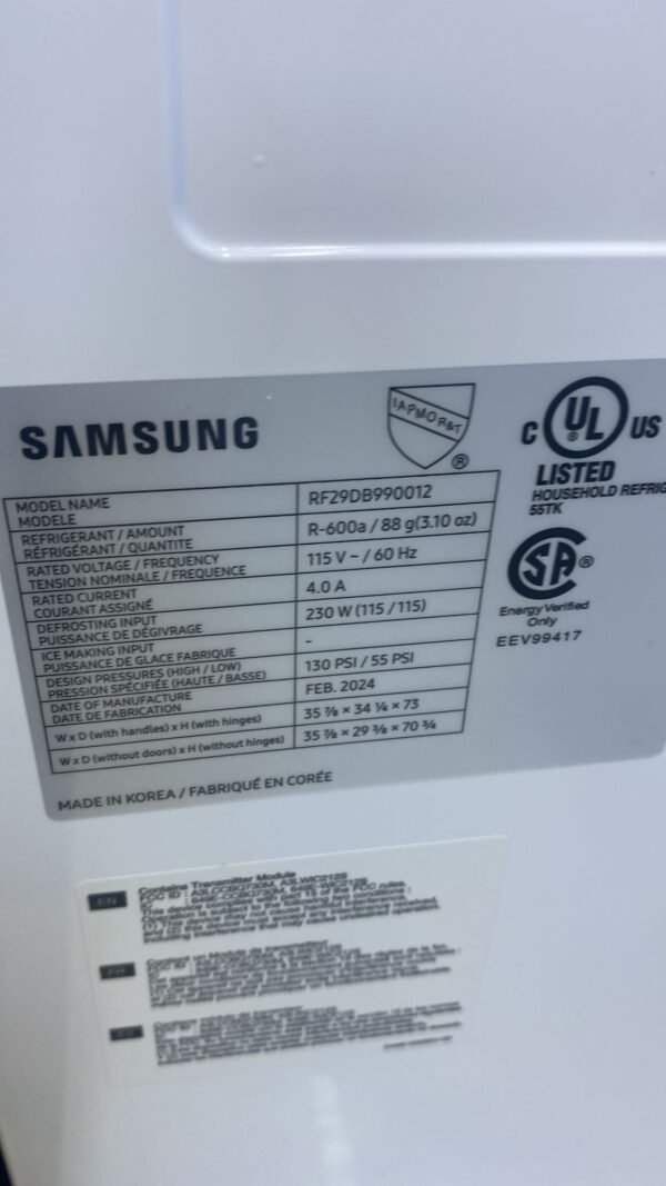 Samsung BESPOKE RF29DB990012 36 Inch 4-Door Flex French Door Refrigerator