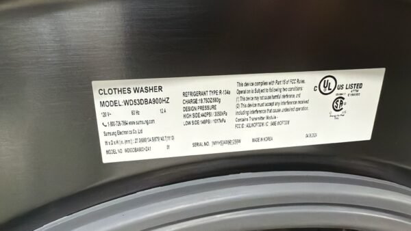 Samsung WD53DBA900HZ 27 Inch Front Load Washer/Dryer Combo - Image 2