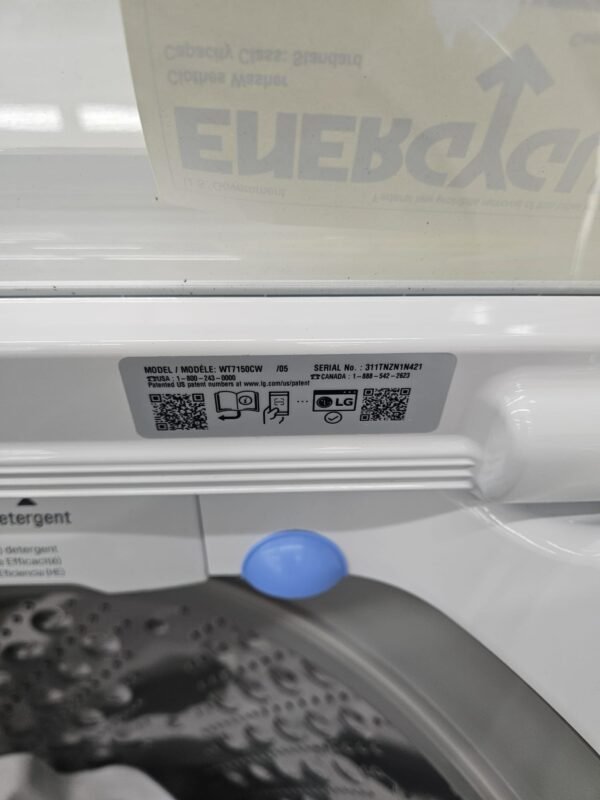 LG New WT7150CW 27 Inch Top Load Washer - Image 3