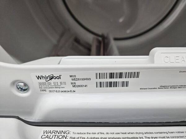 Whirlpool New WED5100HW3 27 Inch Electric Dryer - Image 2