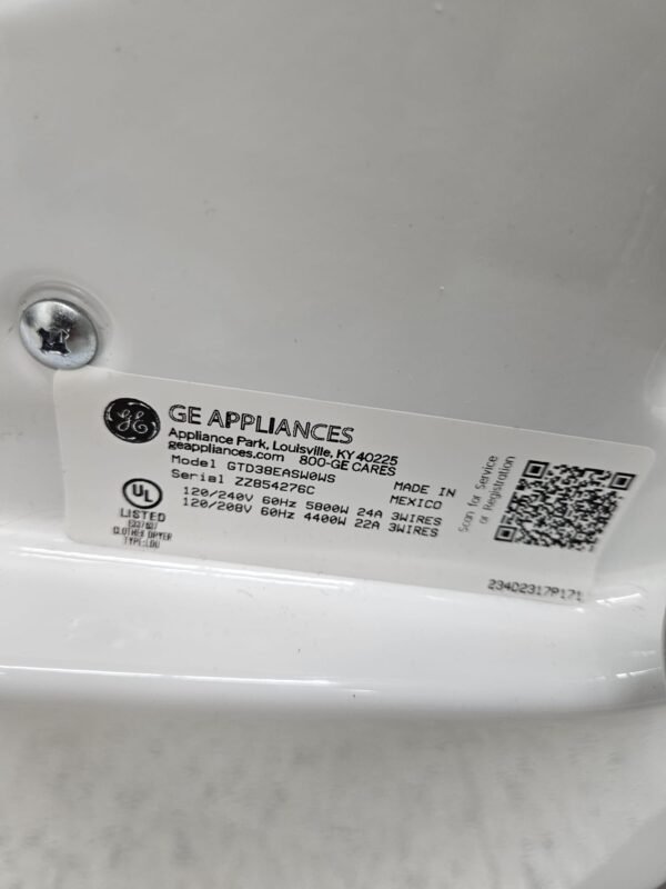 GE New GTD38EASW0WS 7.2 cu. ft. Capacity Electric Dryer - Image 2