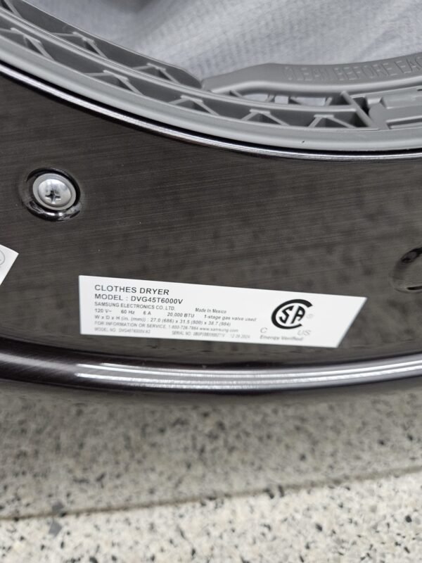 Samsung DVG45T600V New 7.5 cu. ft. Gas Dryer with Sensor Dry - Image 2