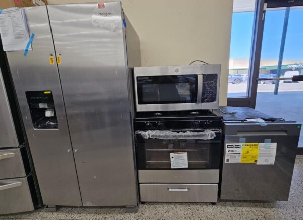 New Open Box Stainless Kitchen Appliances Package