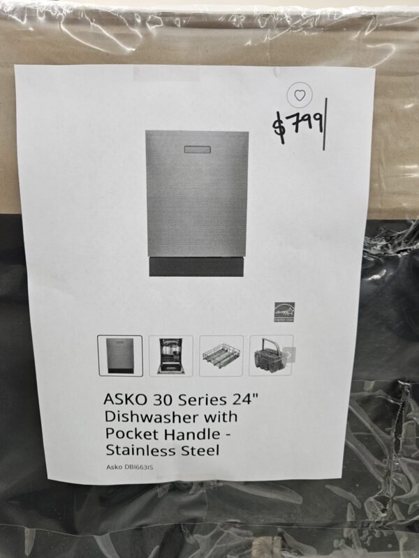Asko 30 Series DBI663IS 24 Inch Built-In Dishwasher - Image 3