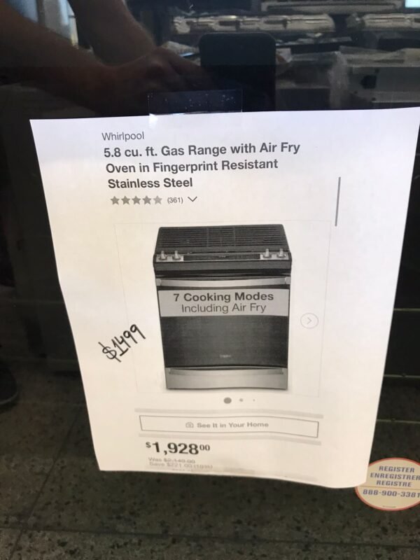 Whirlpool 5.8 Cu.ft Gas Range With Air Fry - Stainless - Image 3