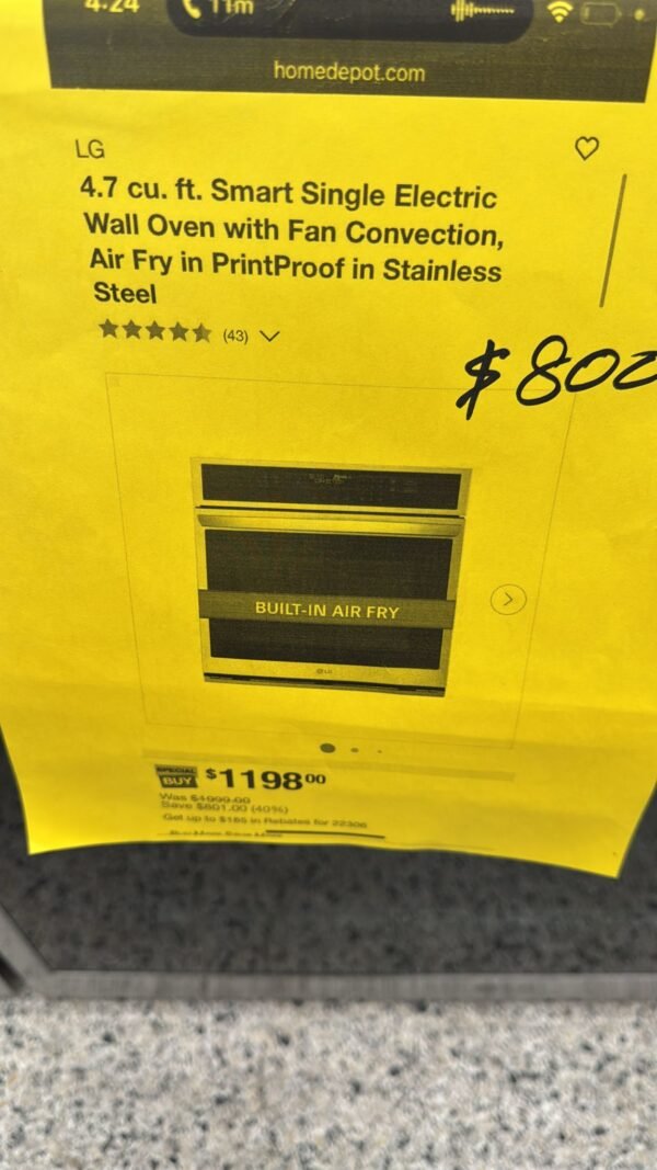 LG NEW 30" ELETRIC SINGLE WALL OVEN - STAINLESS - Image 3