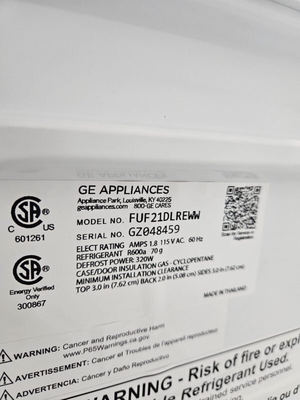 GE New FUF21DLRWW 33 Inch Upright Freezer - Image 4