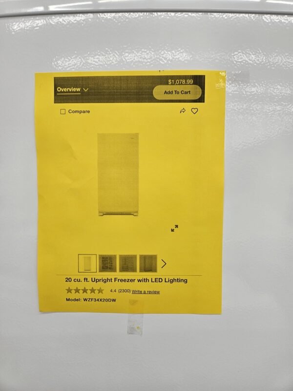 Whirlpool New WZF34X20DW 20 Cu. Ft. Upright Freezer - Image 3