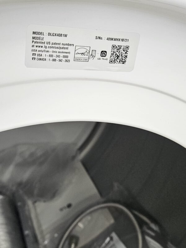 LG New DLGX4081W 7.4 Cu. Ft. Stackable Smart Gas Dryer - Image 4