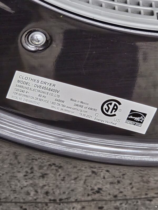 Samsung Like New DVE45A6400V 27 Inch Electric Smart Dryer - Image 4