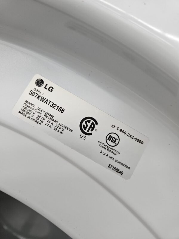 LG Like New Front Load Stackable Washer Dryer Set - White - Image 4