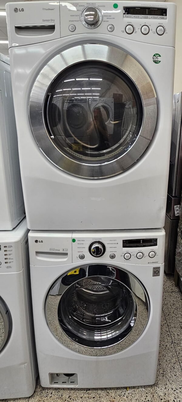 LG Used Front Load Stackable Washer Dryer Set - (White)