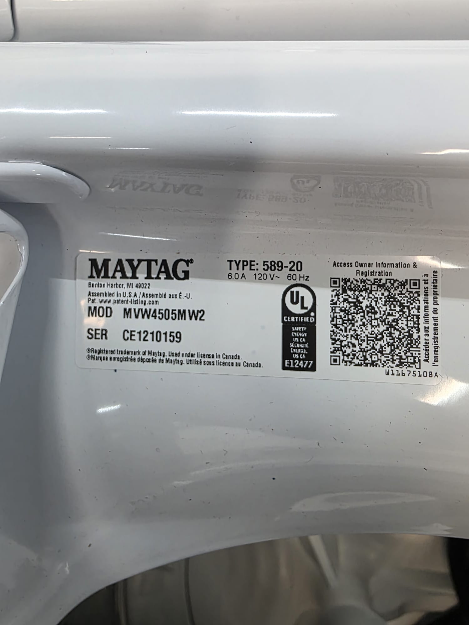 Maytag Washer MVW4505MW2 & Dryer MED4500MW Combo Set- White - Image 6