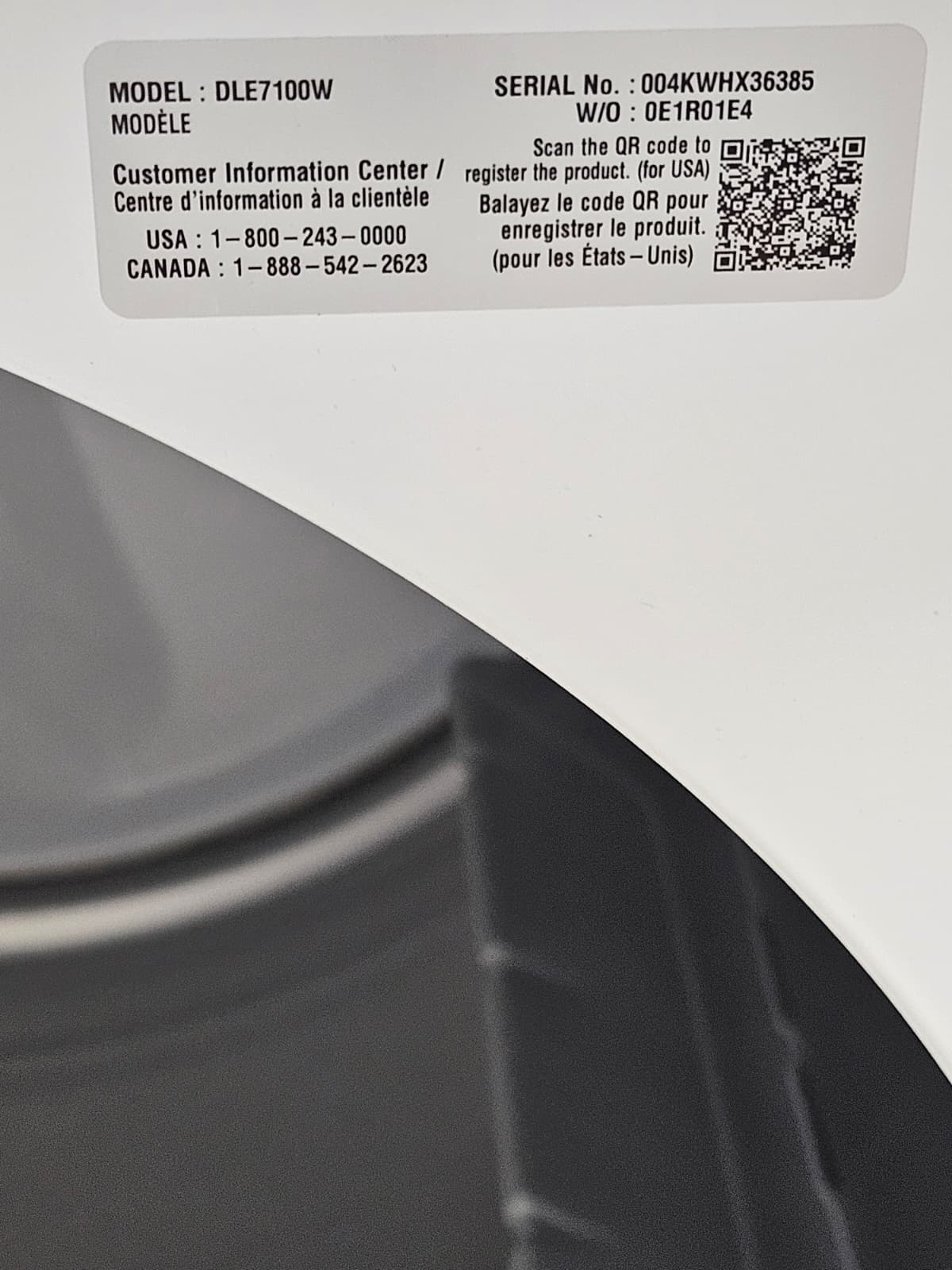 LG DLE7100W 27 Inch Electric Dryer - Image 3