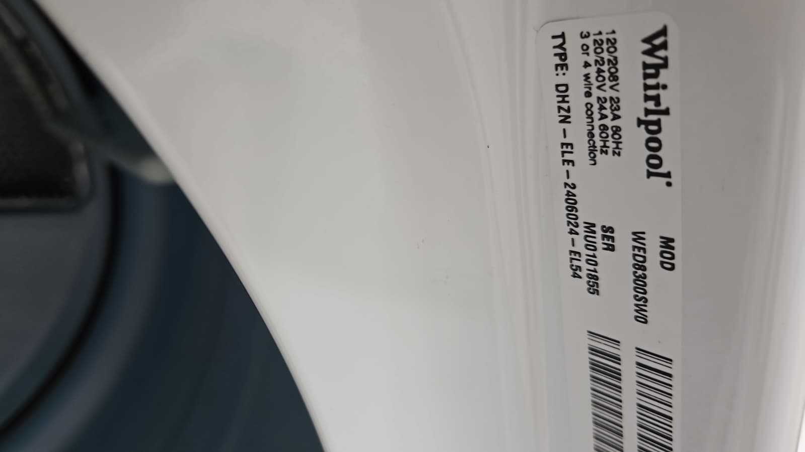 Whirlpool Duet Sport WED8300SW 27 Inch Electric Dryer - Image 3