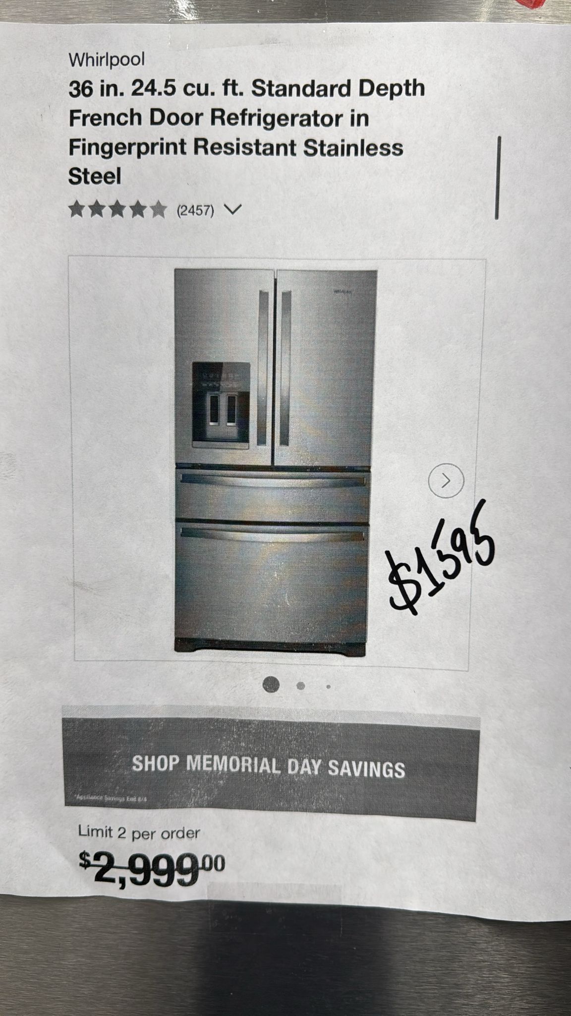 Whirlpool WRMF3636RZ 36 Inch French Door Refrigerator - Image 3