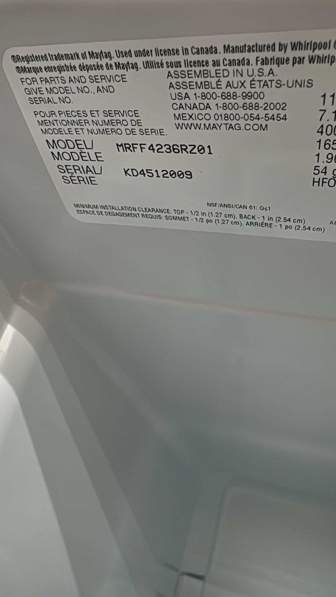 Maytag MRFF4236RZ 36 Inch French Door Refrigerator - Image 2