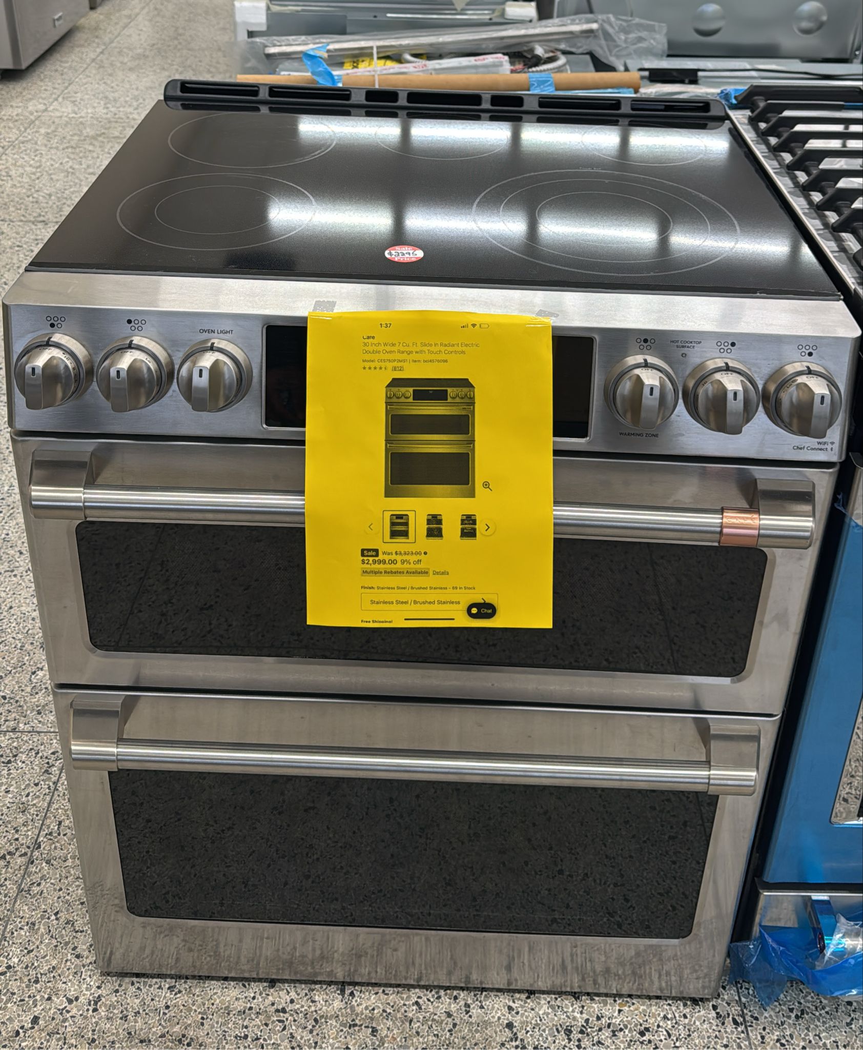 GE Café CES750P2MS1 30" Double Oven Slide‑In Electric Range