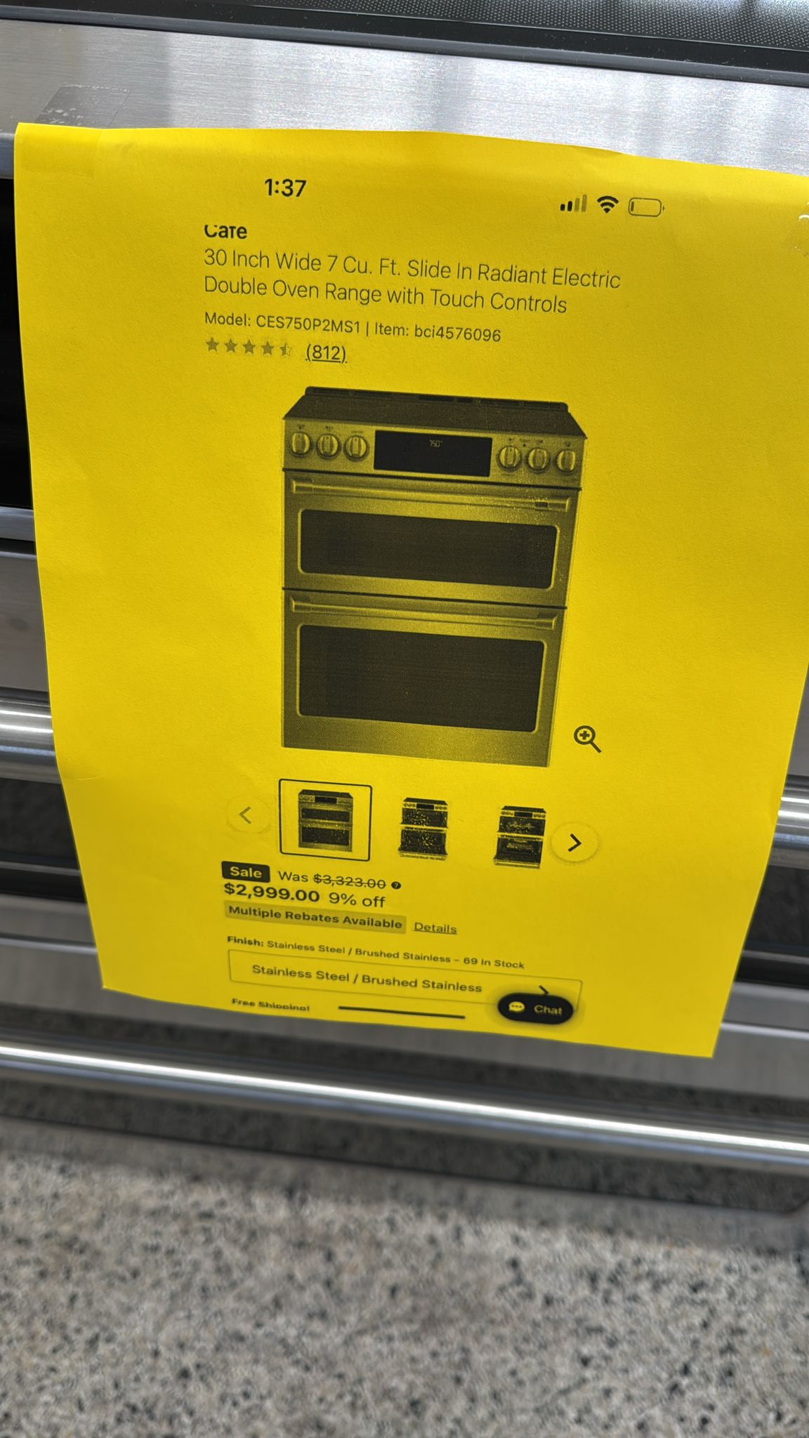 GE Café CES750P2MS1 30" Double Oven Slide‑In Electric Range